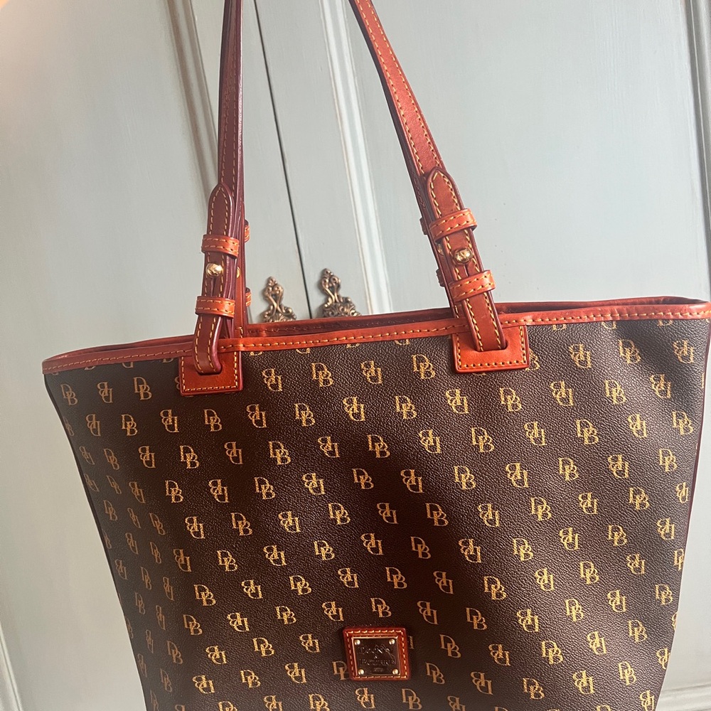 Dooney & Bourke Brown Tote with Red Trim